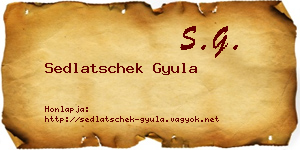 Sedlatschek Gyula névjegykártya